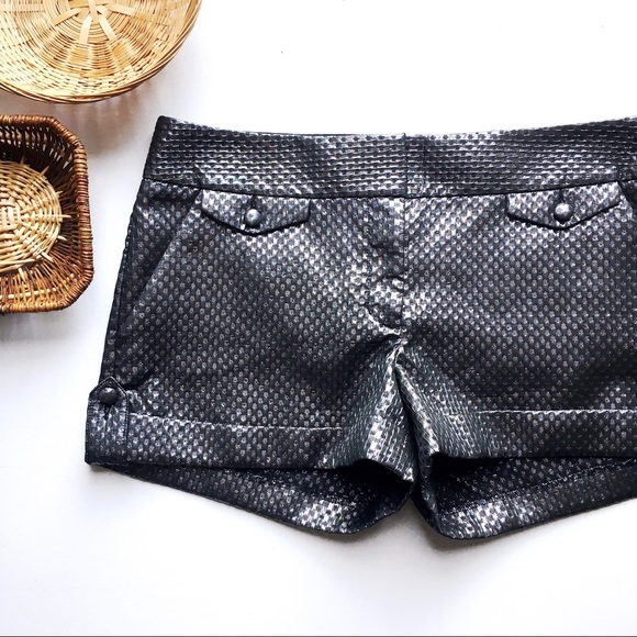 EXPRESS Metallic Graphite Grey Rolled Cuff Shorts - Picture 1 of 15